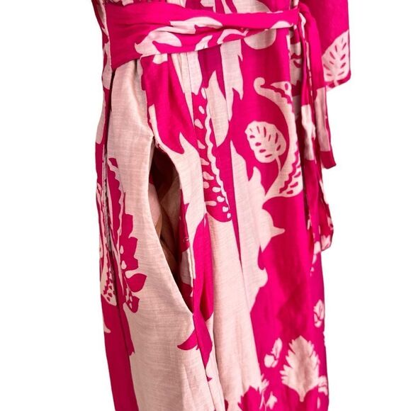 eShakti WAYWARD FANCIES Floral Tile Print Cotton Voile Wrap Dress - Picture 7 of 13